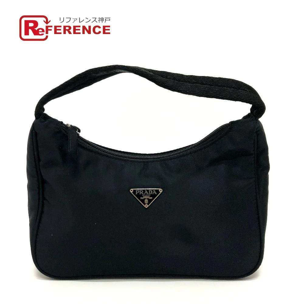 PRADA Triangle Plate Handbag Black